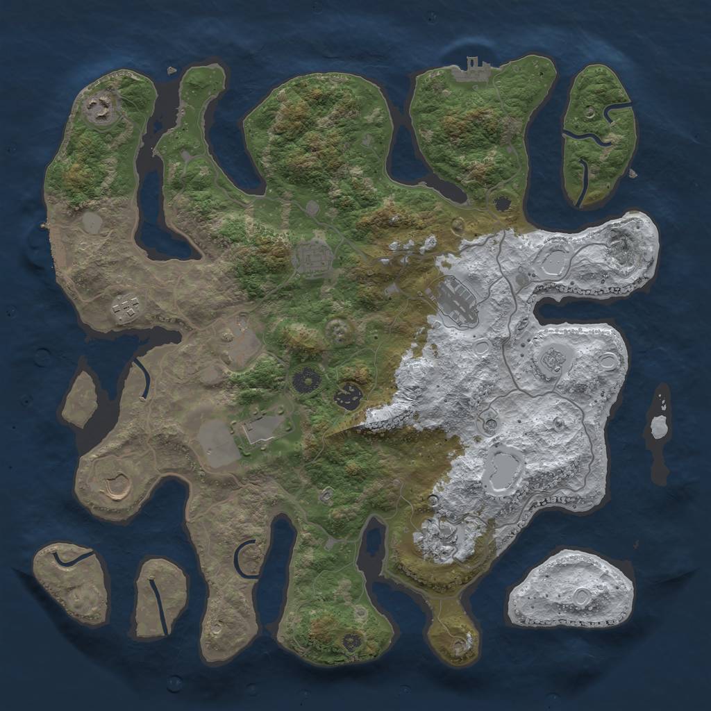 Rust Map: Procedural Map, Size: 4000, Seed: 774727, 18 Monuments