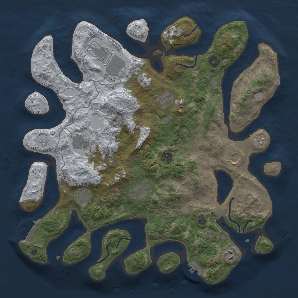 Rust Map: Procedural Map, Size: 4000, Seed: 381783, 18 Monuments