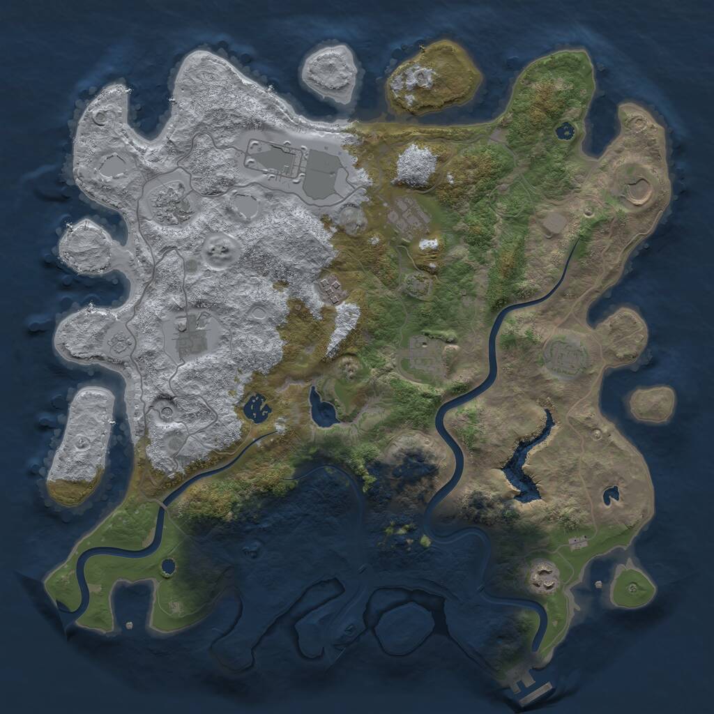 Rust Map: Procedural Map, Size: 4000, Seed: 381783, 15 Monuments