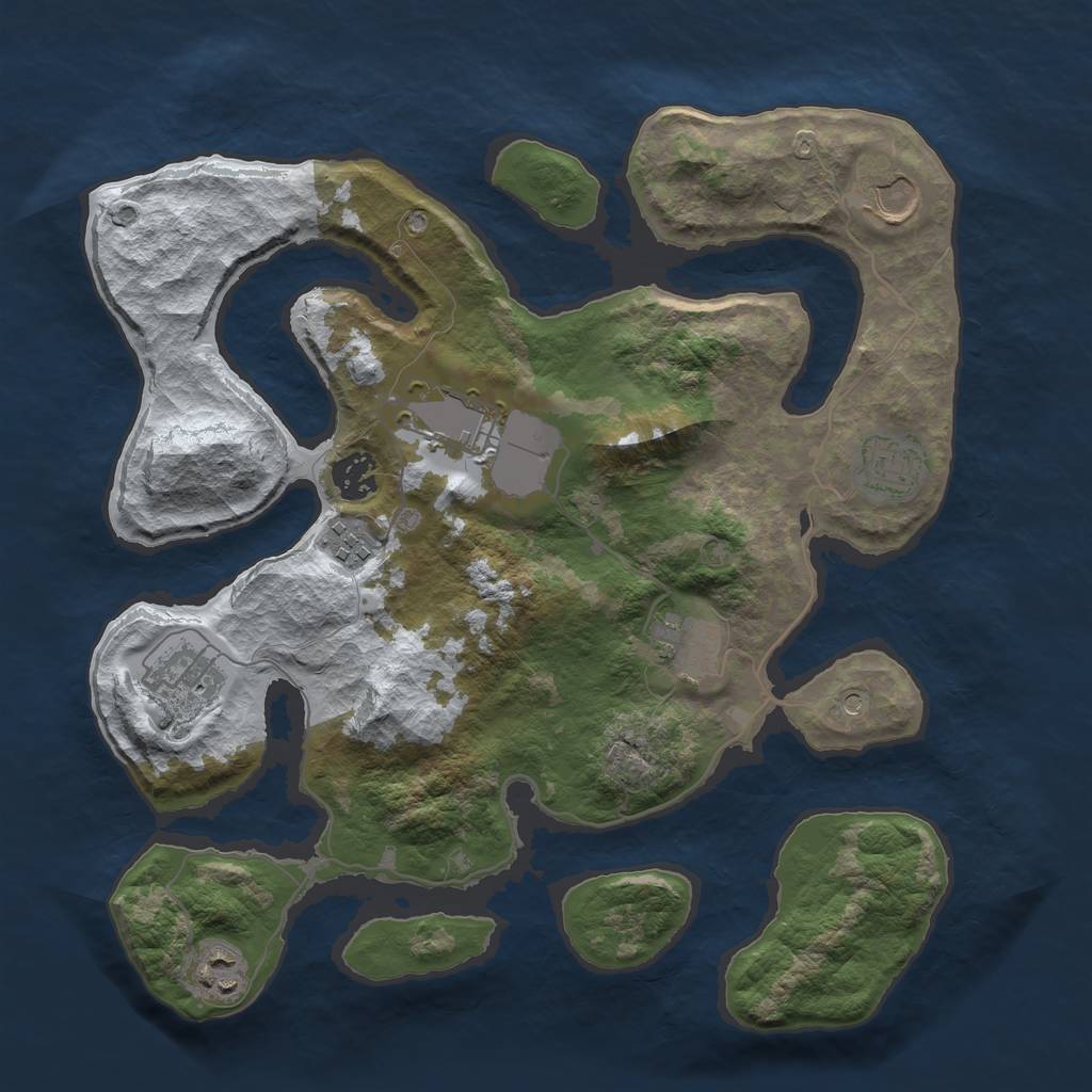 Rust Map: Barren, Size: 3500, Seed: 3227272, 11 Monuments