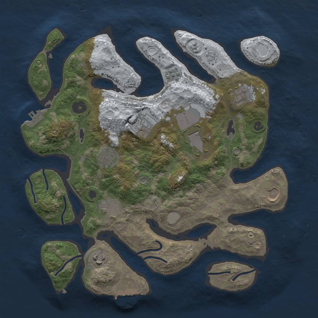 Rust Map: Procedural Map, Size: 3500, Seed: 2273356, 17 Monuments