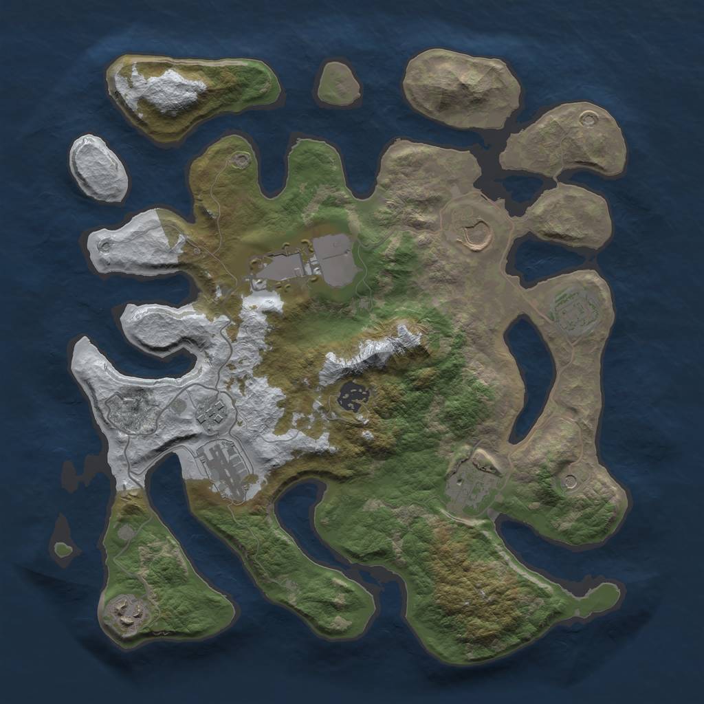 Rust Map: Barren, Size: 3500, Seed: 1088226, 11 Monuments