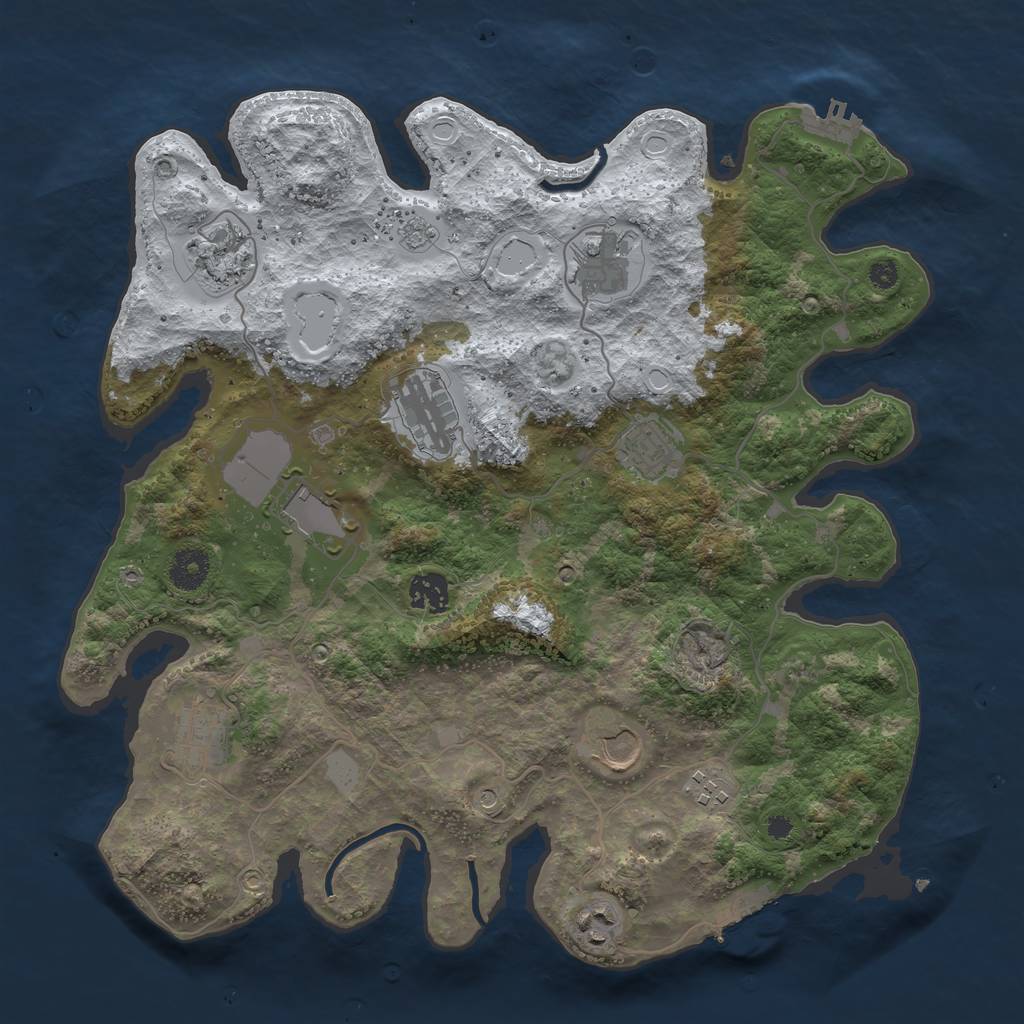 Rust Map: Procedural Map, Size: 3700, Seed: 494834568, 19 Monuments