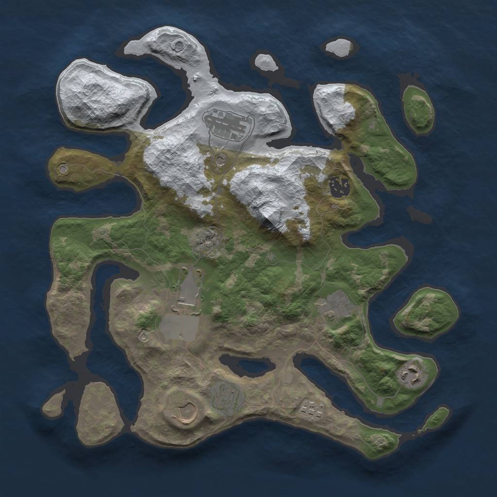 Rust Map: Barren, Size: 3500, Seed: 5974760, 11 Monuments