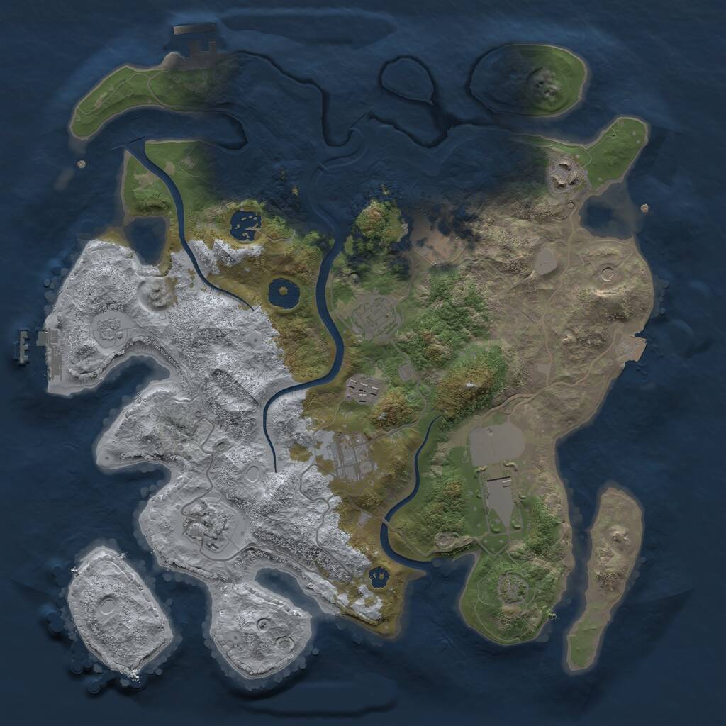 Rust Map: Procedural Map, Size: 3500, Seed: 4320531, 14 Monuments