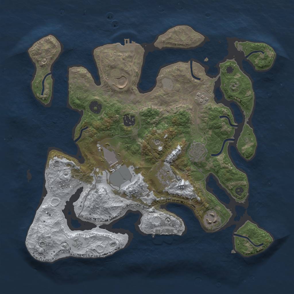 Rust Map: Procedural Map, Size: 3500, Seed: 1371314, 16 Monuments