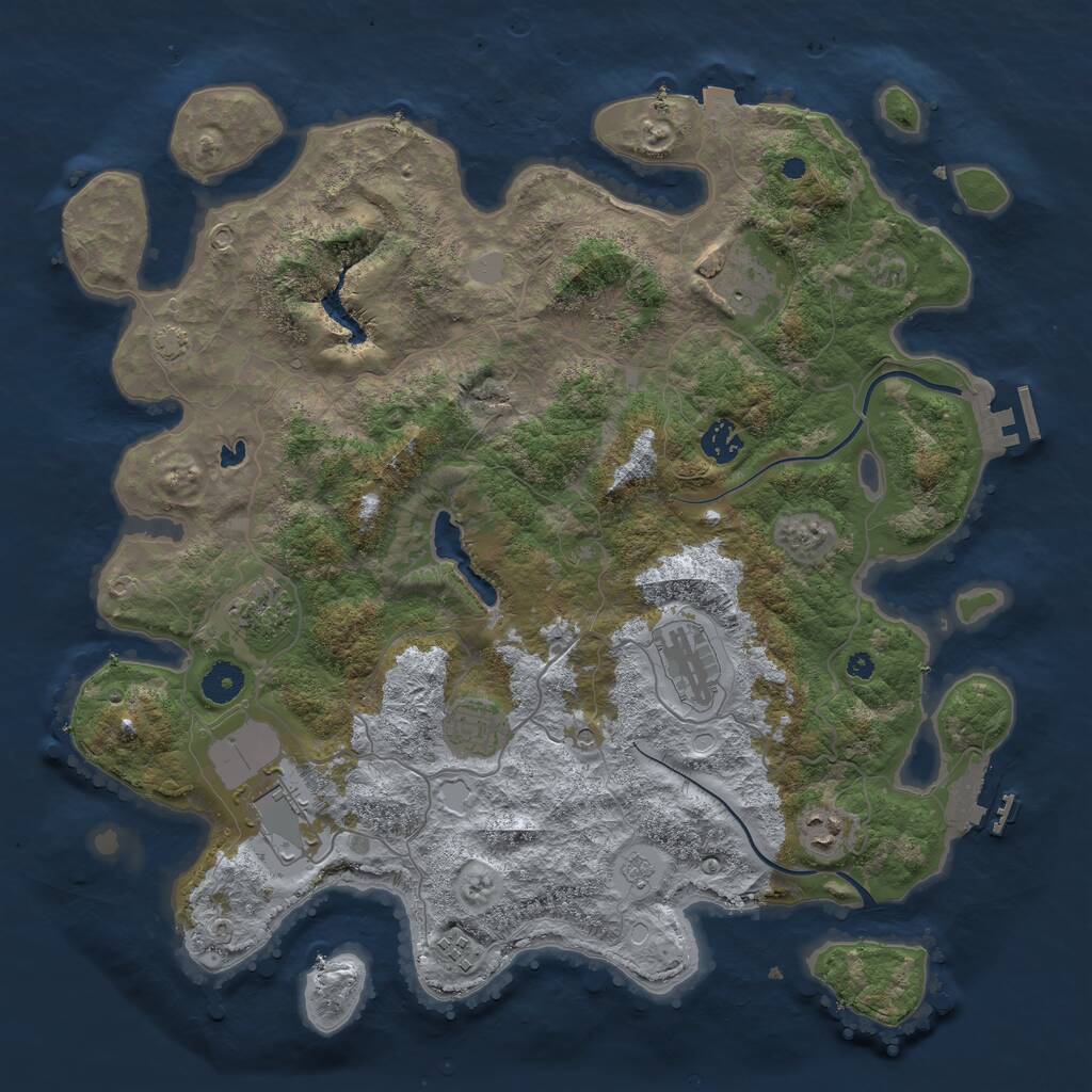 Rust Map: Procedural Map, Size: 4000, Seed: 1064528932, 14 Monuments