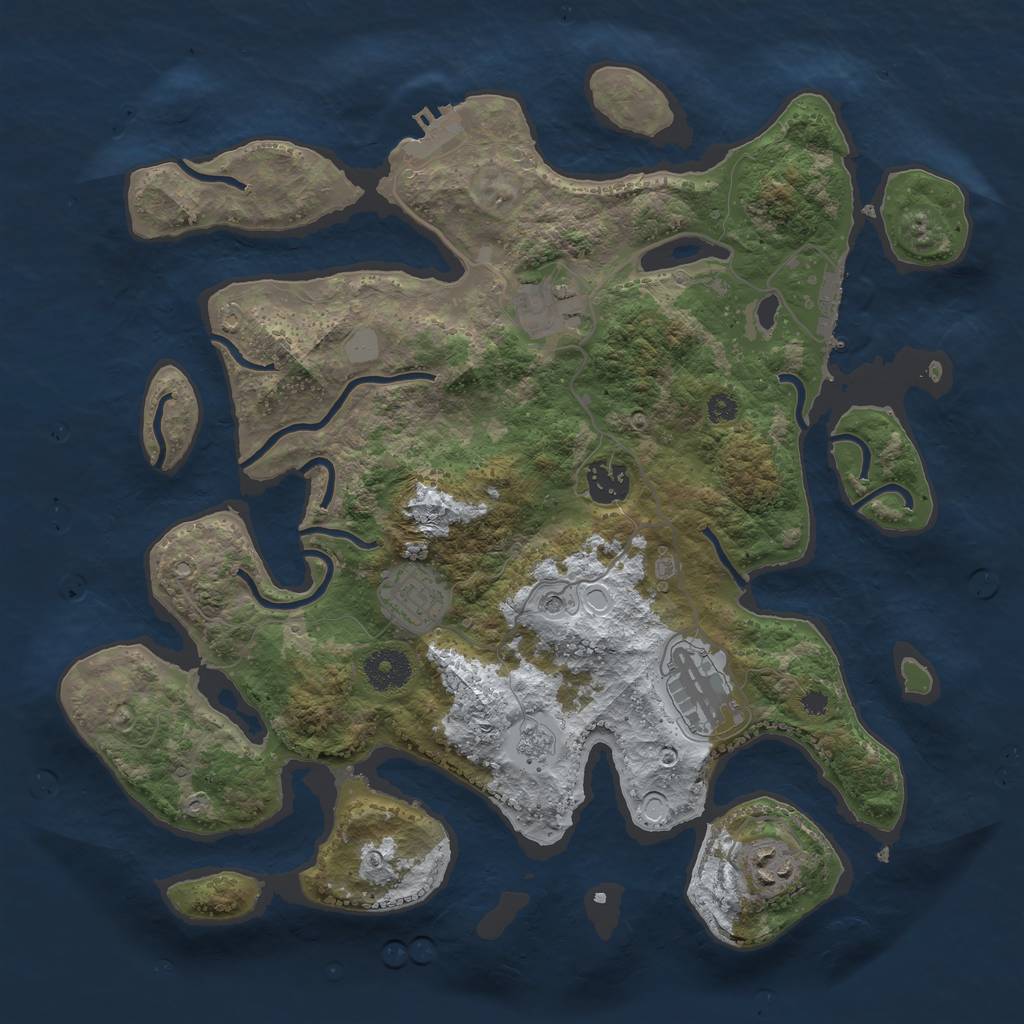 Rust Map: Procedural Map, Size: 3500, Seed: 3121719, 14 Monuments