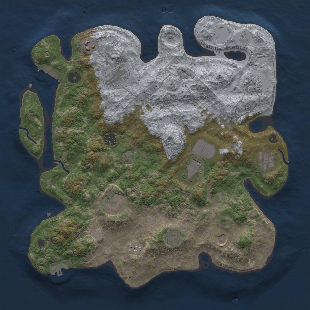Rust Map: Procedural Map, Size: 3750, Seed: 2114811881, 17 Monuments