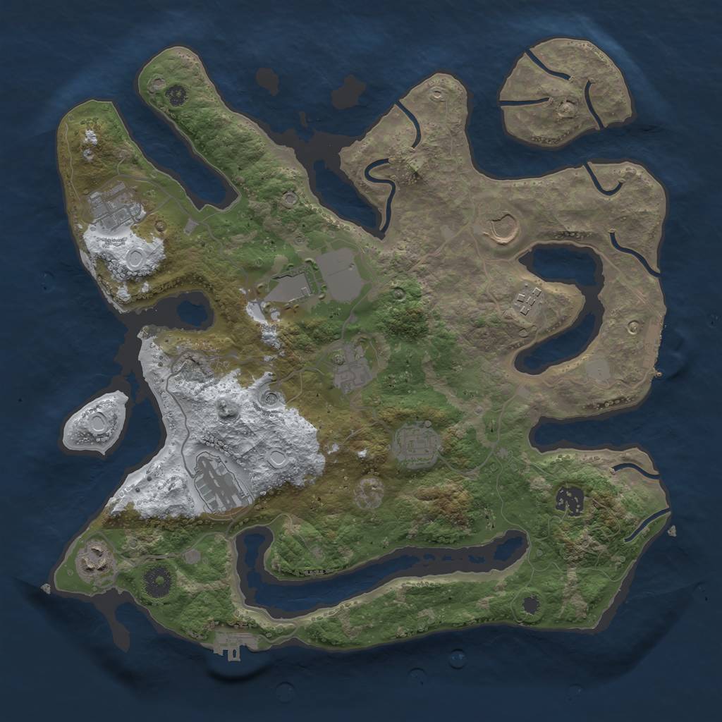 Rust Map: Procedural Map, Size: 3600, Seed: 1628523264, 17 Monuments