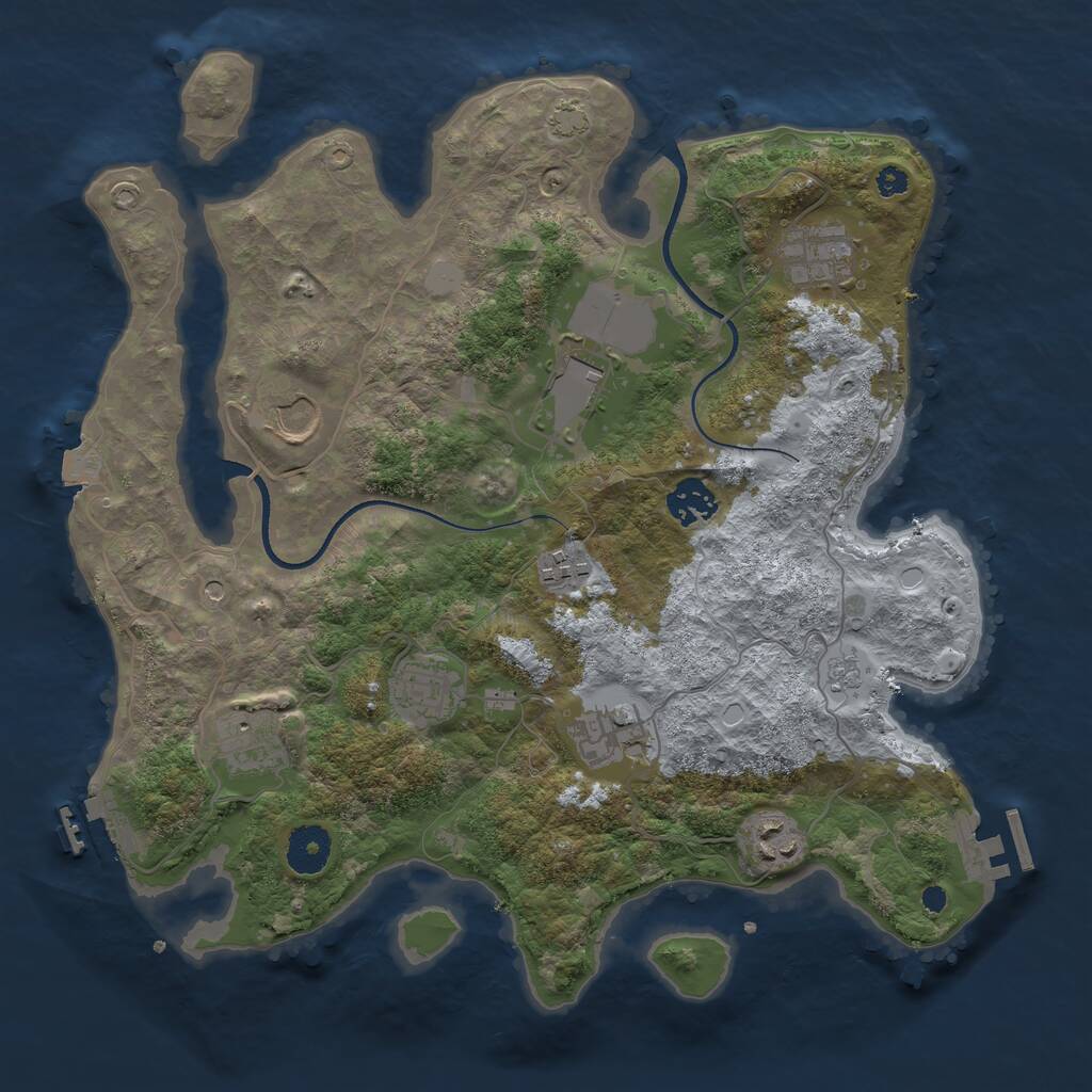 Rust Map: Procedural Map, Size: 3500, Seed: 664069, 15 Monuments