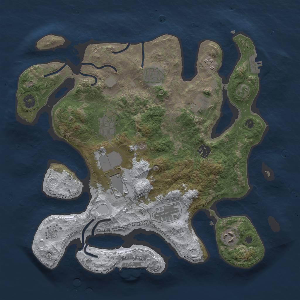 Rust Map: Procedural Map, Size: 3500, Seed: 3247905, 17 Monuments