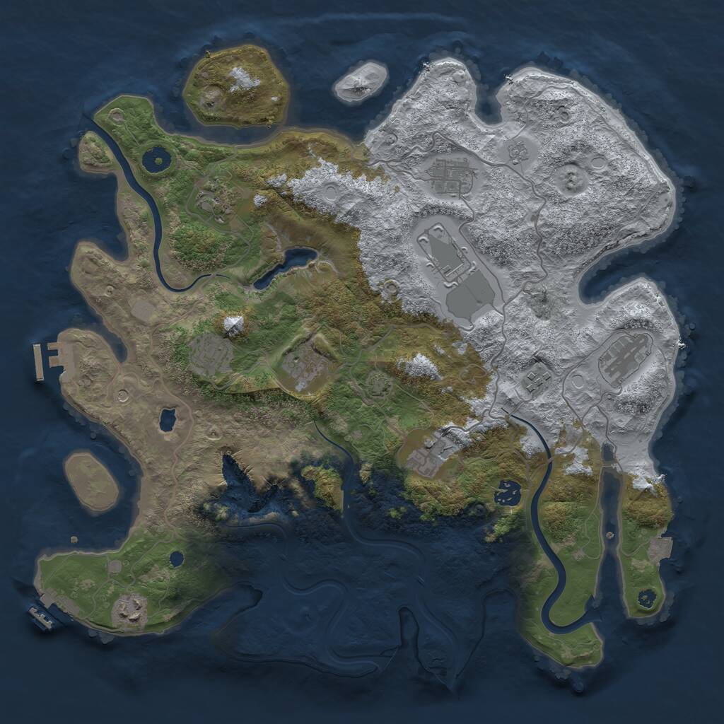 Rust Map: Procedural Map, Size: 4000, Seed: 330924, 16 Monuments