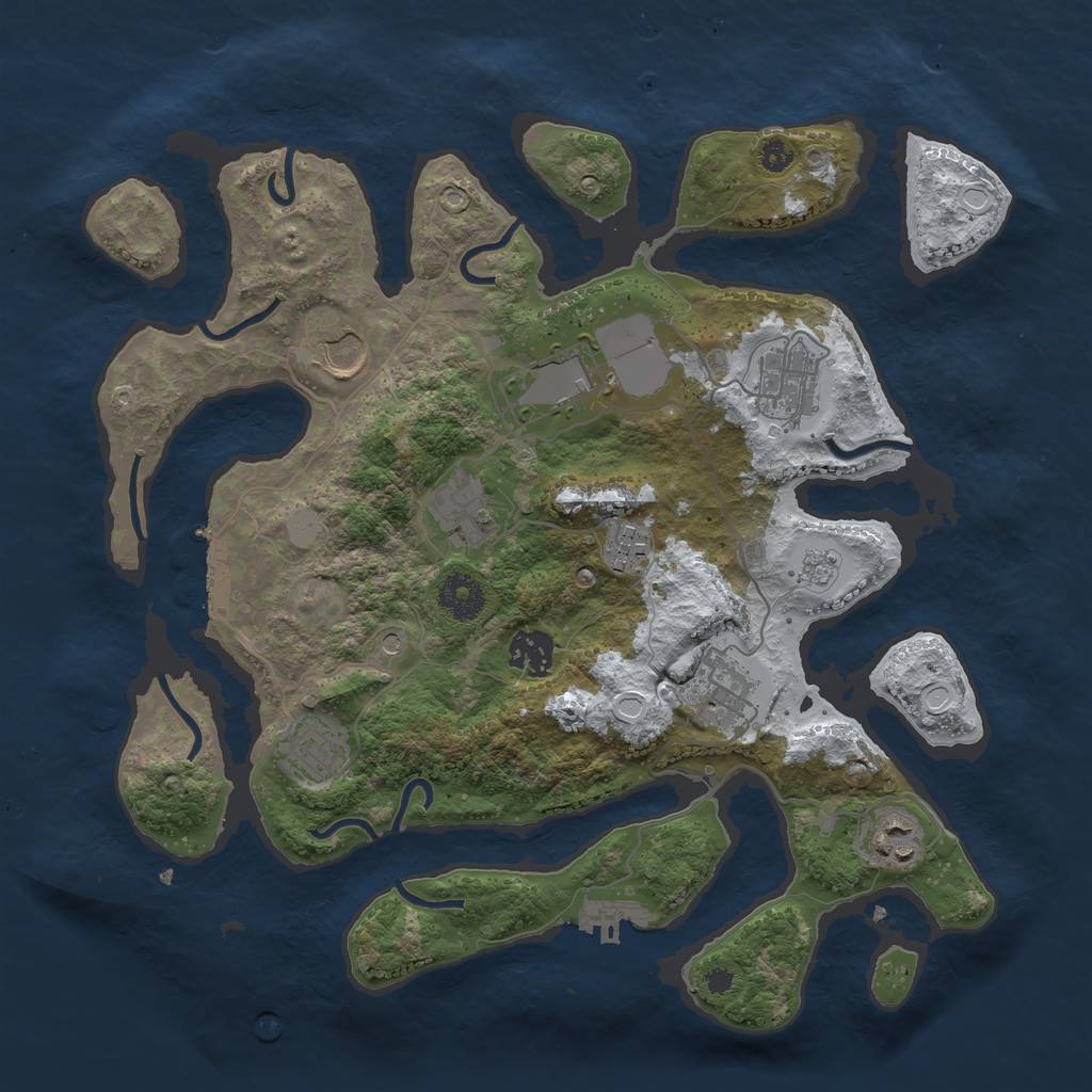 Rust Map: Procedural Map, Size: 3500, Seed: 4824196, 18 Monuments