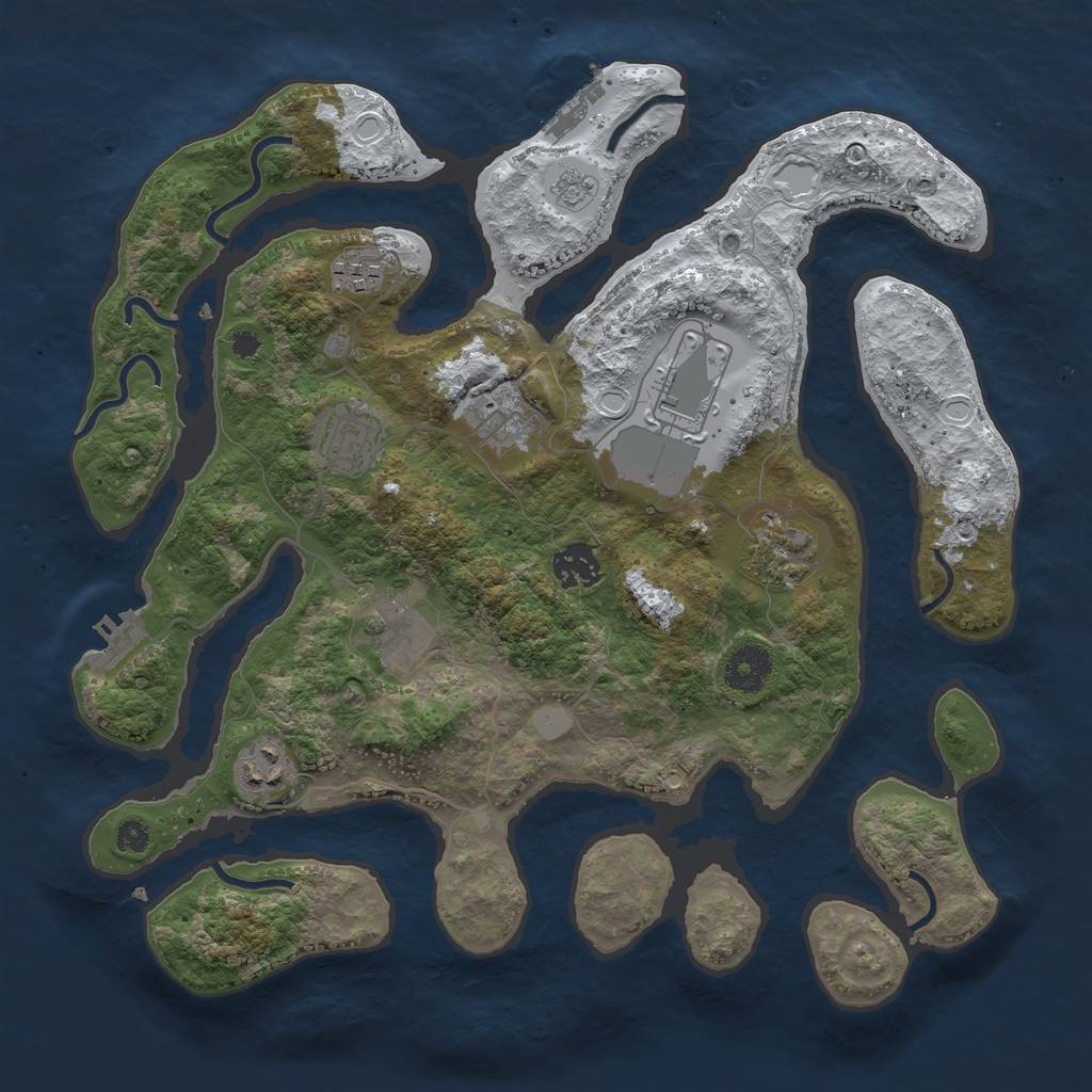 Rust Map: Procedural Map, Size: 3500, Seed: 4710611, 16 Monuments