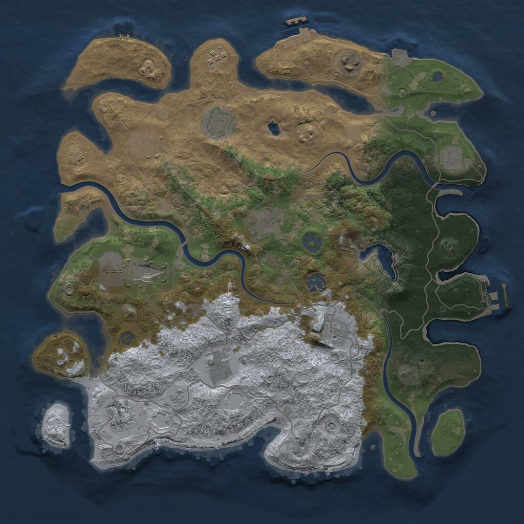 Rust Map: Procedural Map, Size: 4000, Seed: 703204, 16 Monuments