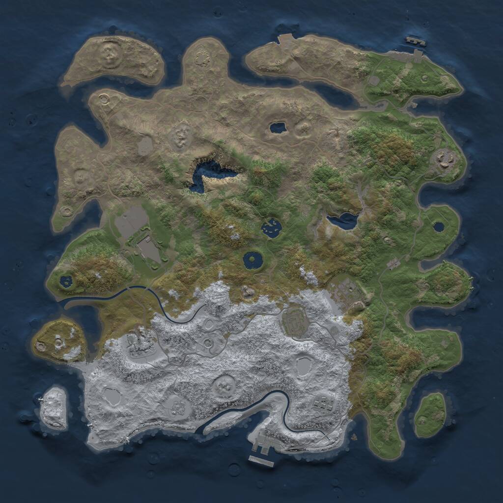 Rust Map: Procedural Map, Size: 4000, Seed: 703204, 13 Monuments