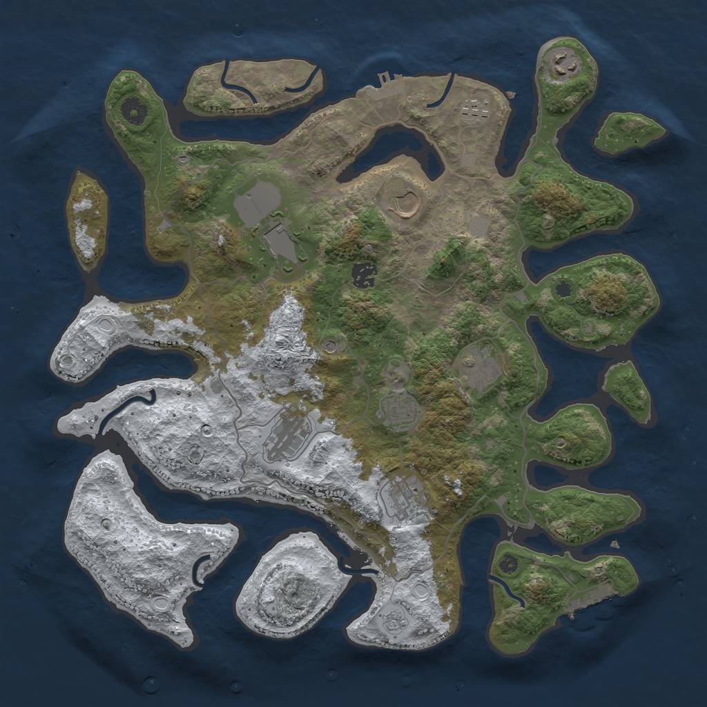 Rust Map: Procedural Map, Size: 4000, Seed: 9999, 18 Monuments