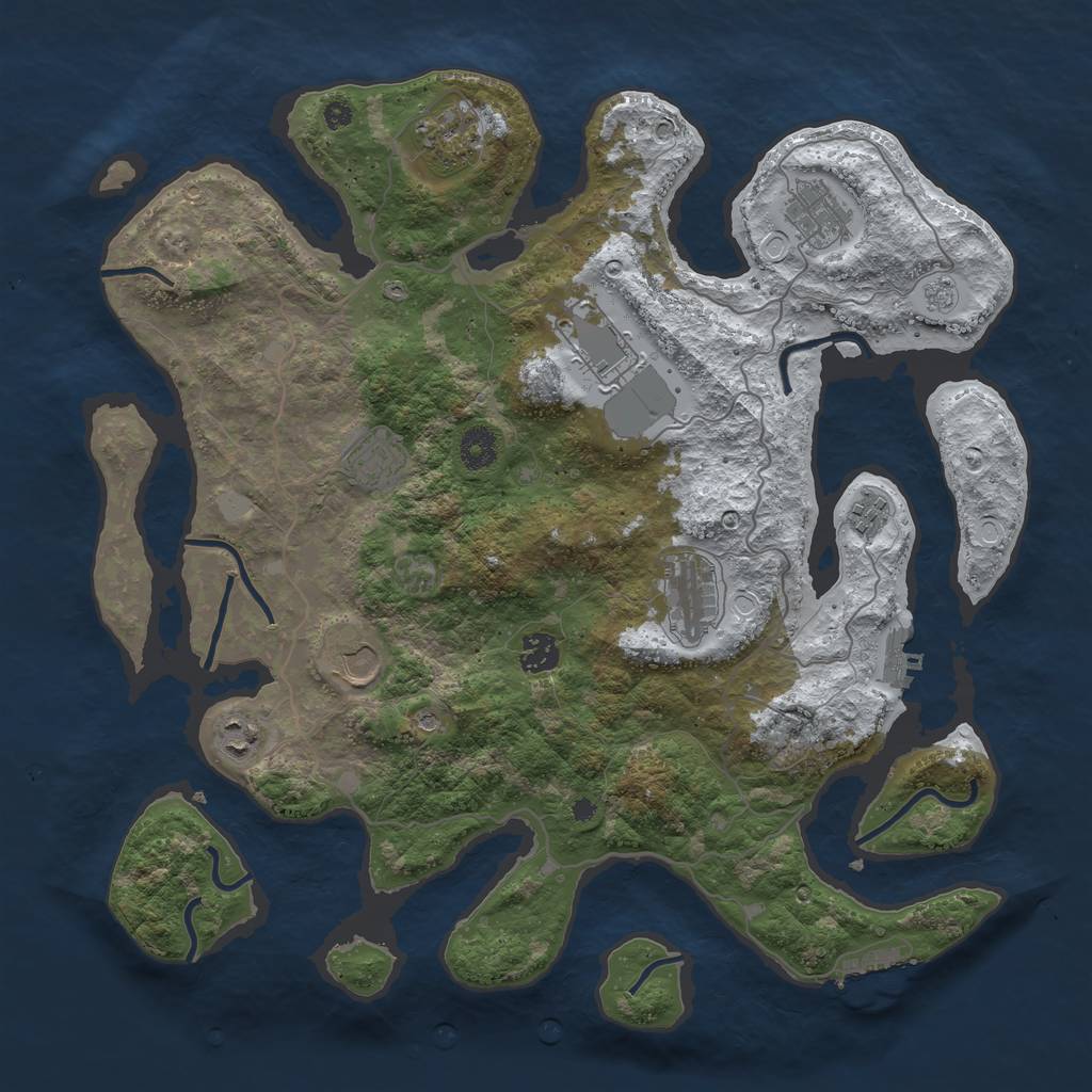 Rust Map: Procedural Map, Size: 4000, Seed: 168705, 18 Monuments