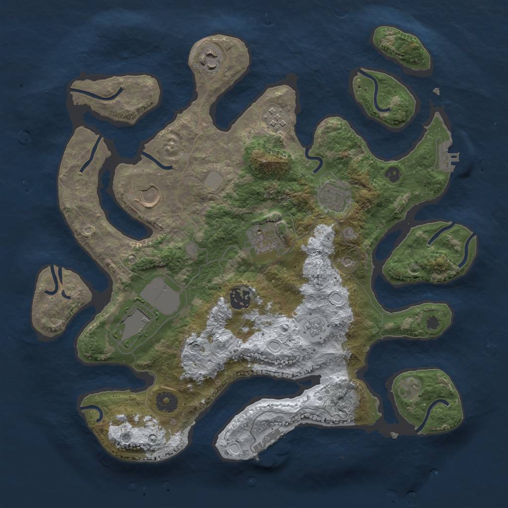 Rust Map: Procedural Map, Size: 3500, Seed: 2686377, 16 Monuments