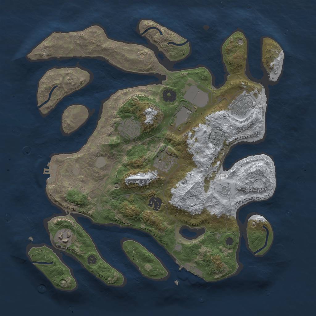 Rust Map: Procedural Map, Size: 3500, Seed: 3954263, 15 Monuments