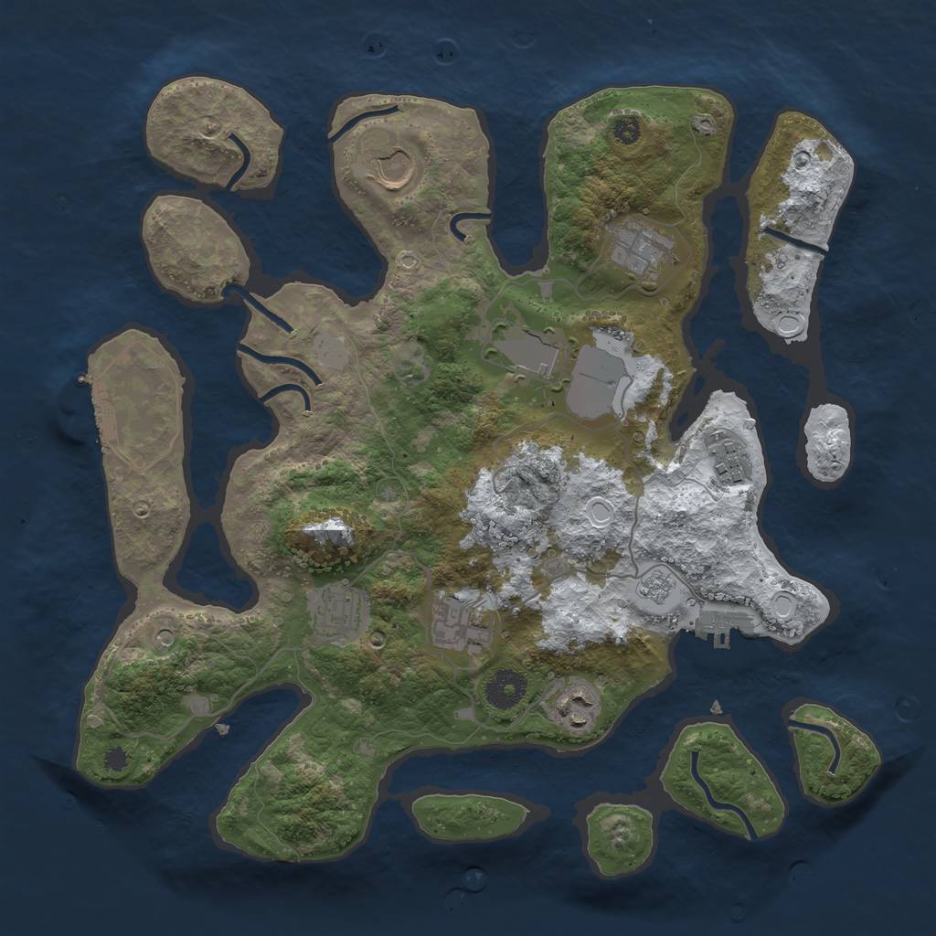 Rust Map: Procedural Map, Size: 3500, Seed: 4296072, 16 Monuments