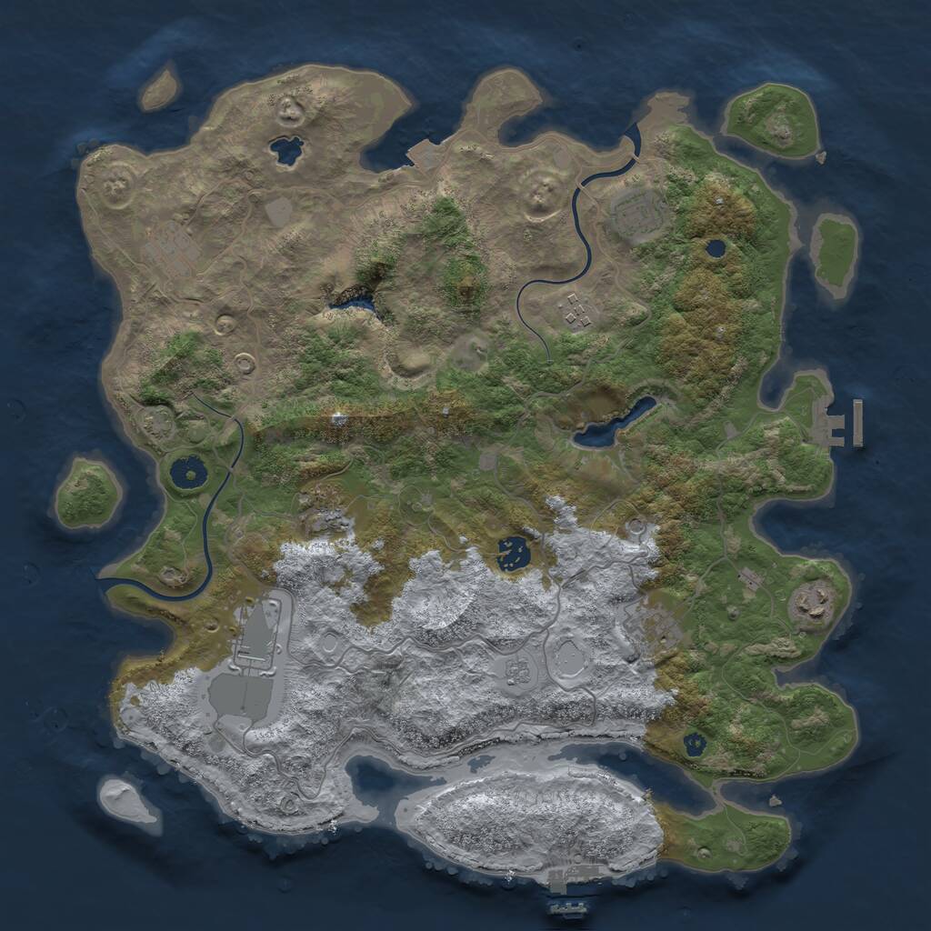 Rust Map: Procedural Map, Size: 4000, Seed: 15151325, 14 Monuments