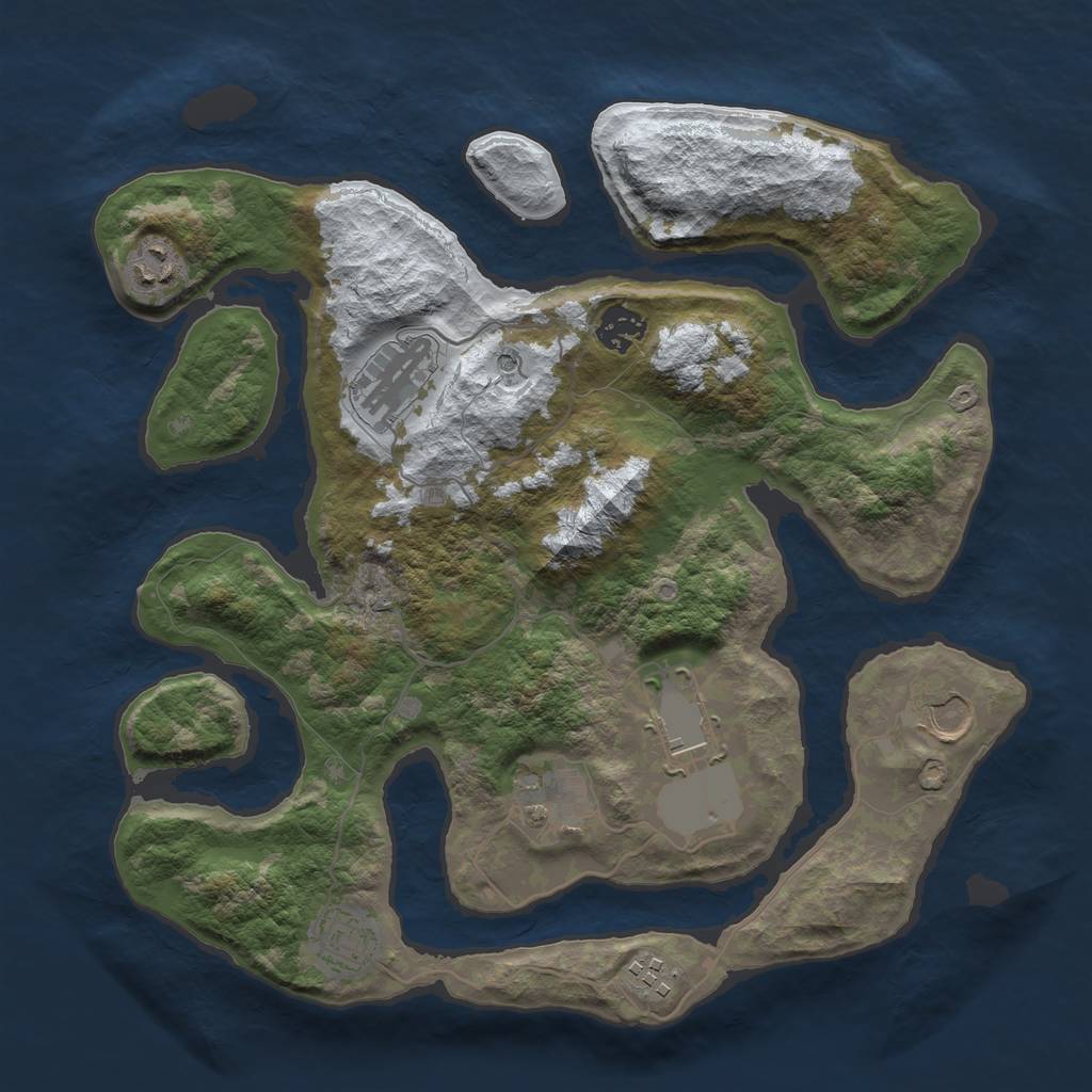 Rust Map: Barren, Size: 3500, Seed: 1102262, 11 Monuments