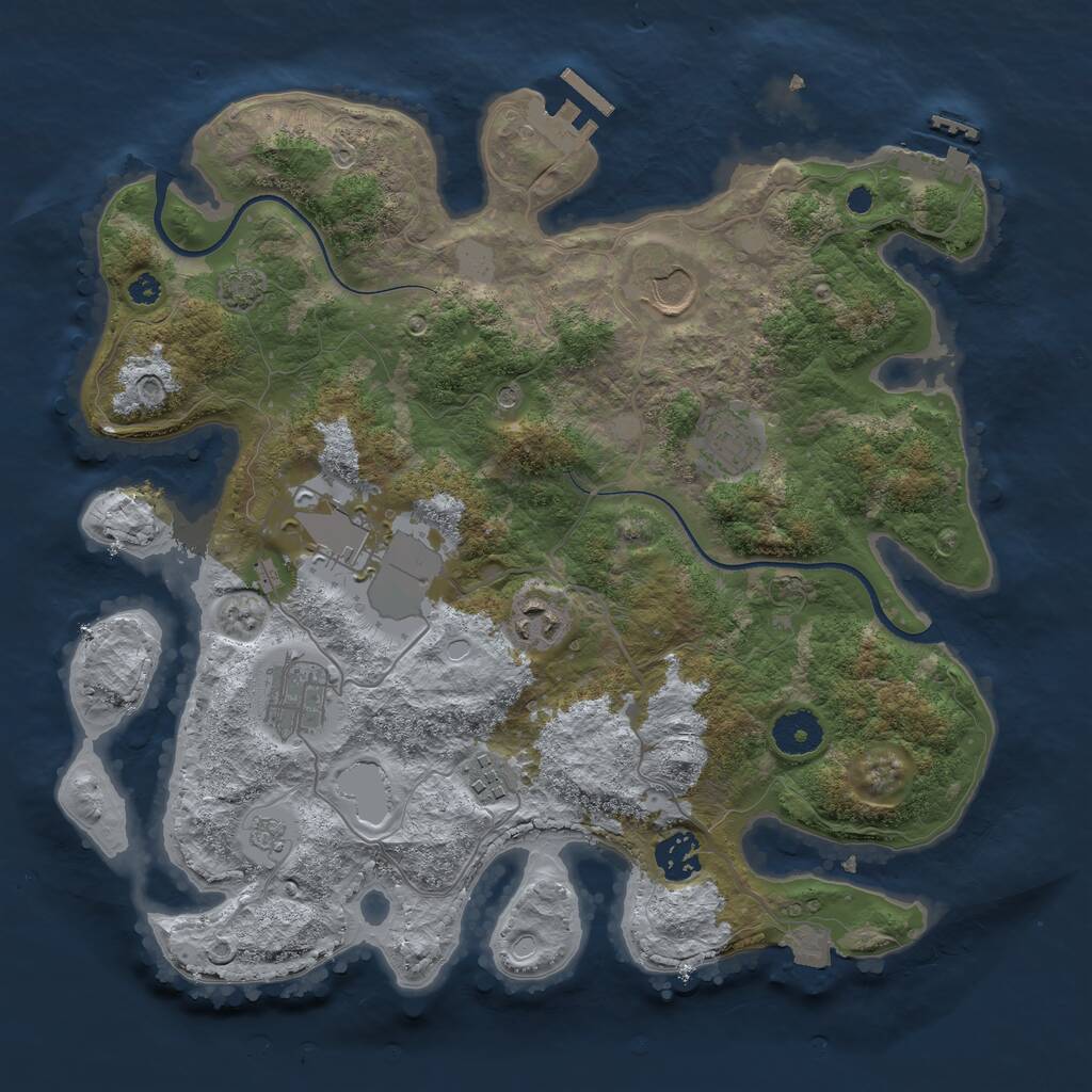 Rust Map: Procedural Map, Size: 3500, Seed: 4881695, 13 Monuments
