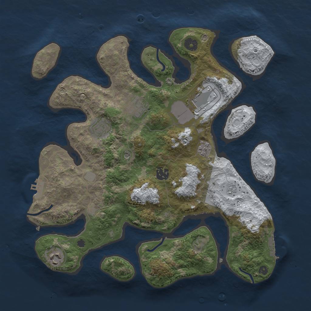 Rust Map: Procedural Map, Size: 3500, Seed: 1543378, 15 Monuments