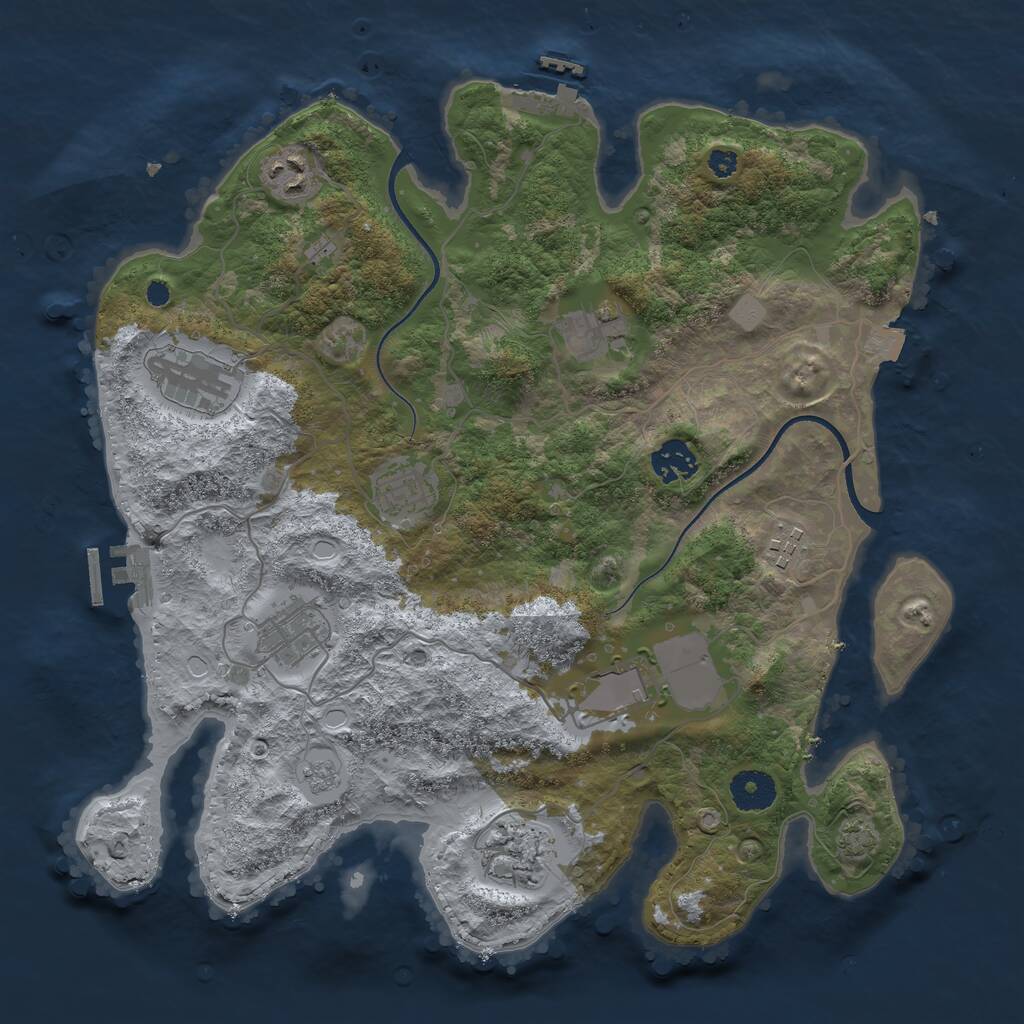 Rust Map: Procedural Map, Size: 3550, Seed: 840678, 14 Monuments