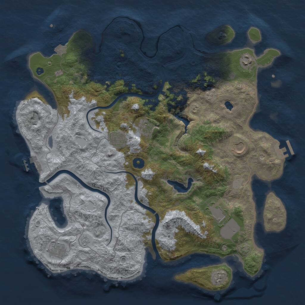 Rust Map: Procedural Map, Size: 4000, Seed: 2070017235, 13 Monuments