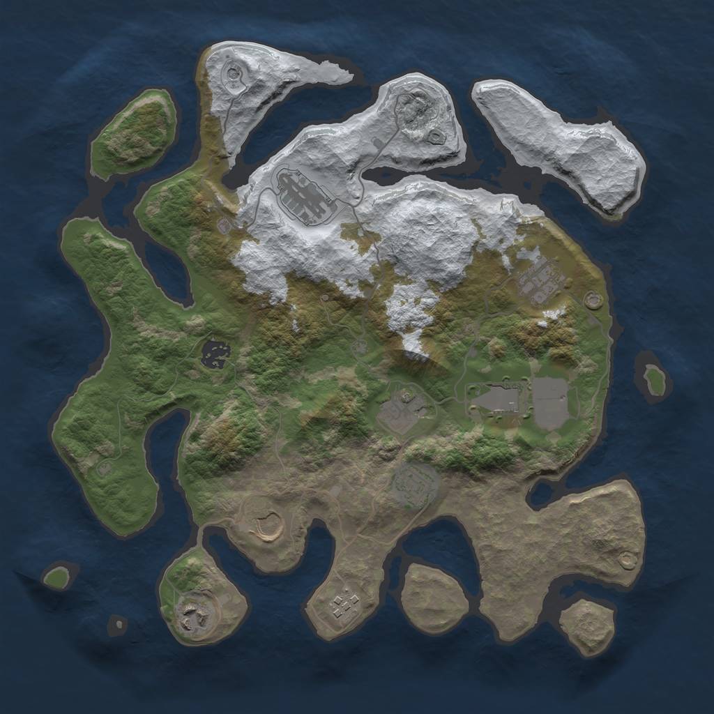 Rust Map: Barren, Size: 3650, Seed: 136338998, 12 Monuments