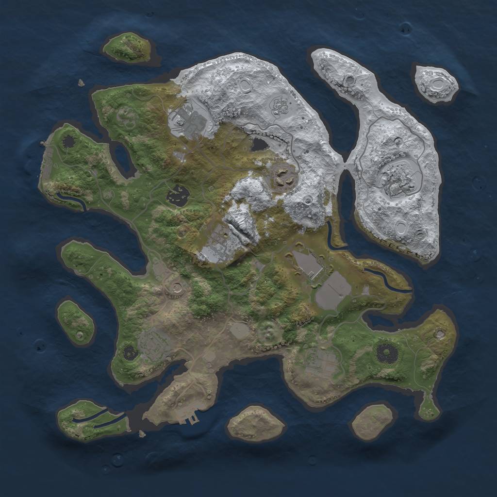 Rust Map: Procedural Map, Size: 3500, Seed: 658666, 17 Monuments