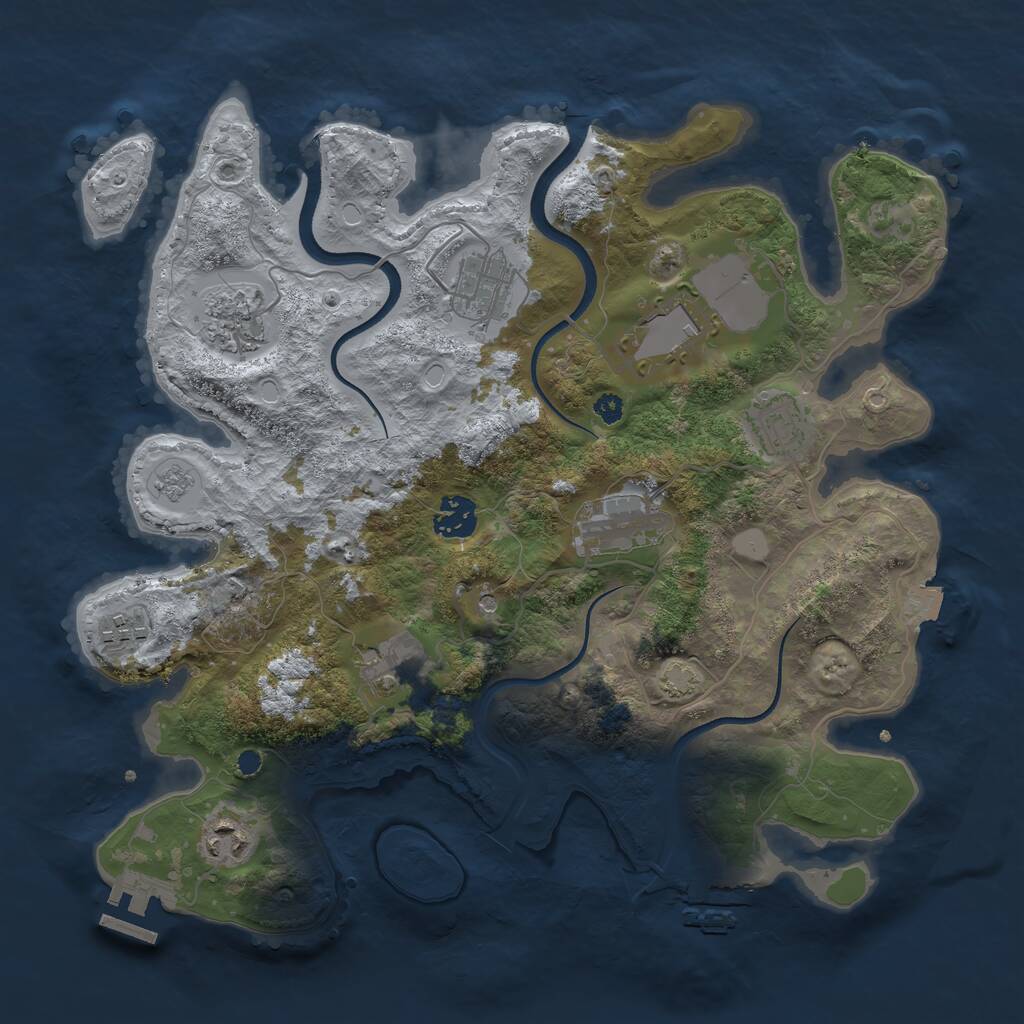 Rust Map: Procedural Map, Size: 3500, Seed: 1278883, 15 Monuments