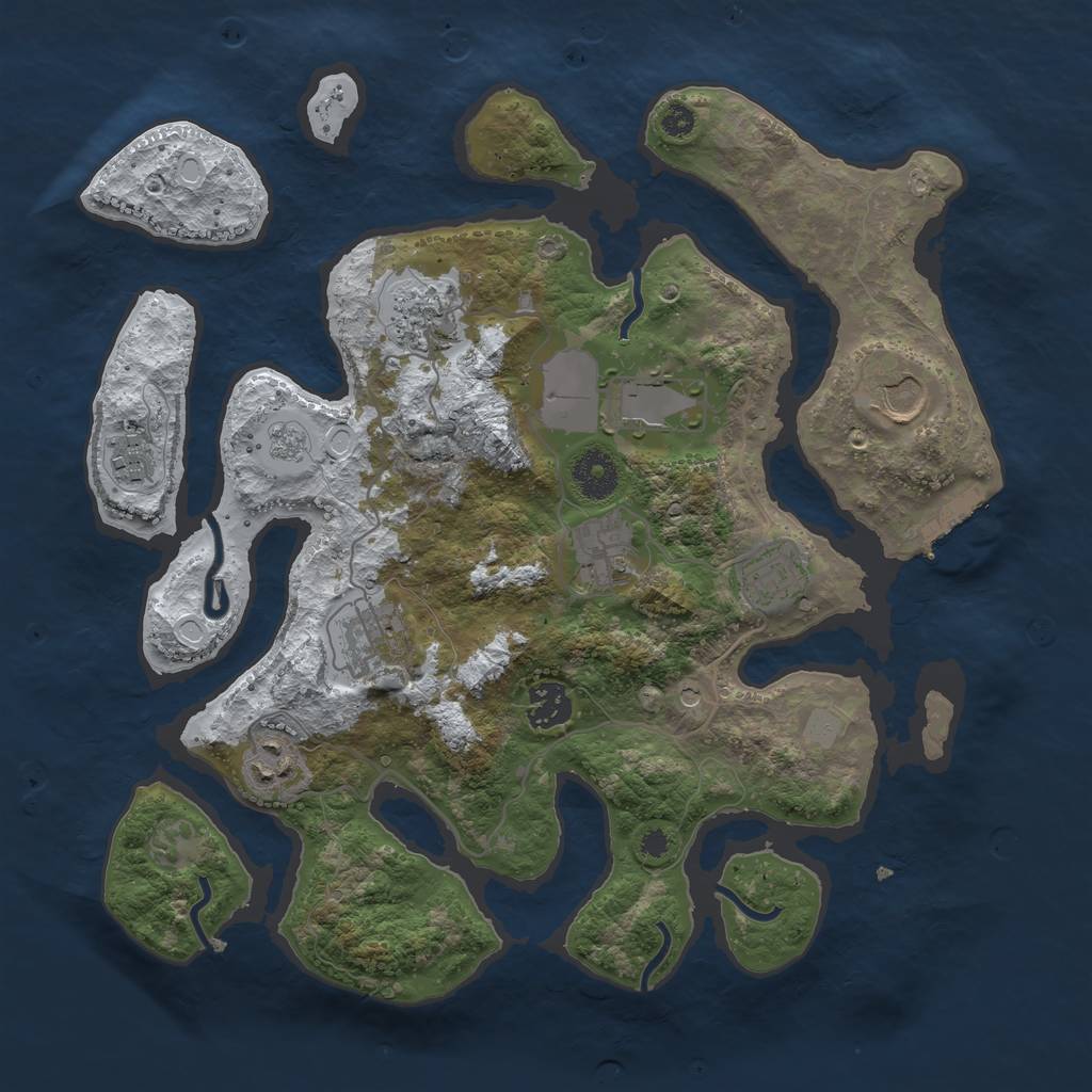 Rust Map: Procedural Map, Size: 3500, Seed: 1987046128, 17 Monuments