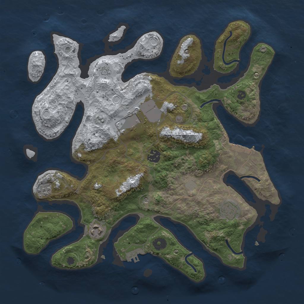 Rust Map: Procedural Map, Size: 3500, Seed: 5308027, 14 Monuments