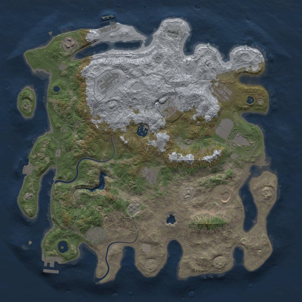 Rust Map: Procedural Map, Size: 4000, Seed: 839024, 16 Monuments