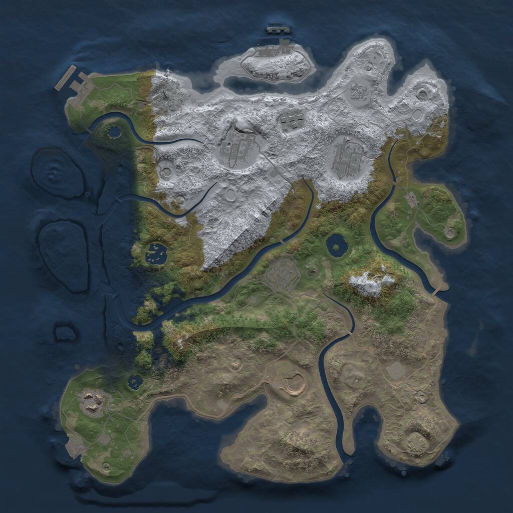 Rust Map: Procedural Map, Size: 3500, Seed: 1572911, 13 Monuments