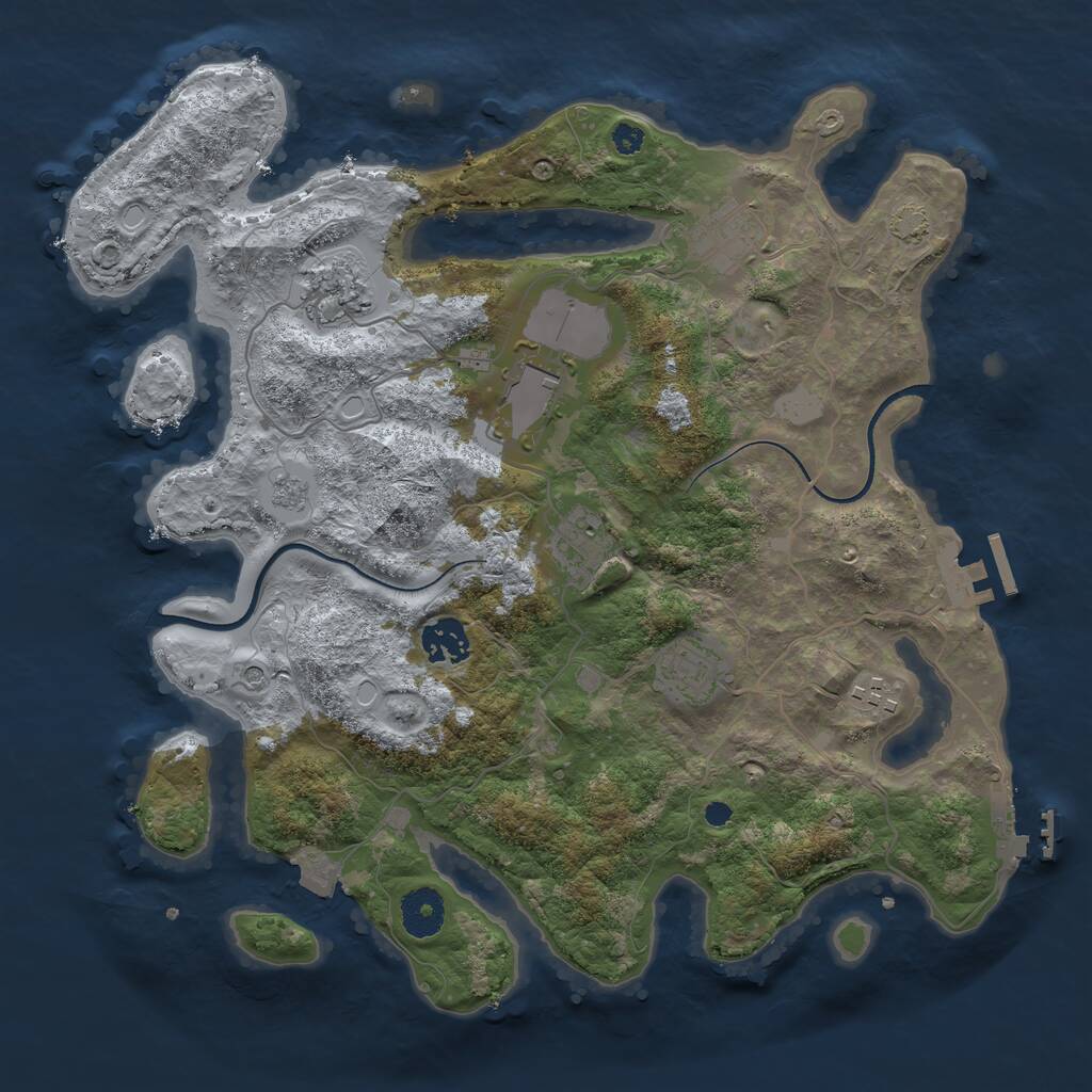 Rust Map: Procedural Map, Size: 3500, Seed: 1663620, 13 Monuments