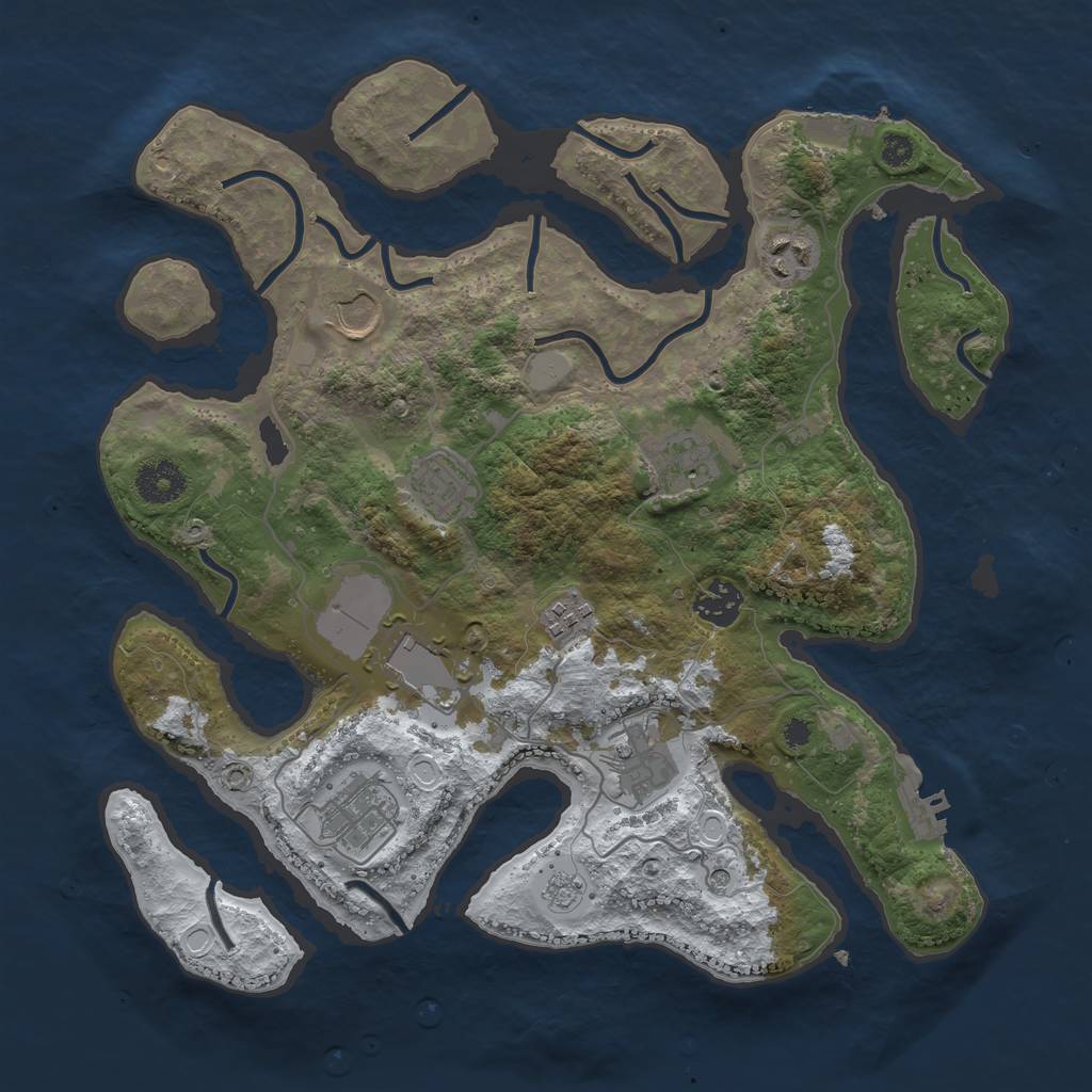 Rust Map: Procedural Map, Size: 3500, Seed: 3458486, 18 Monuments