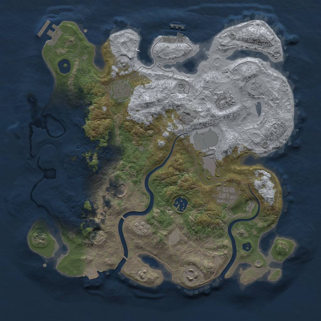 Rust Map: Procedural Map, Size: 3500, Seed: 64600, 14 Monuments