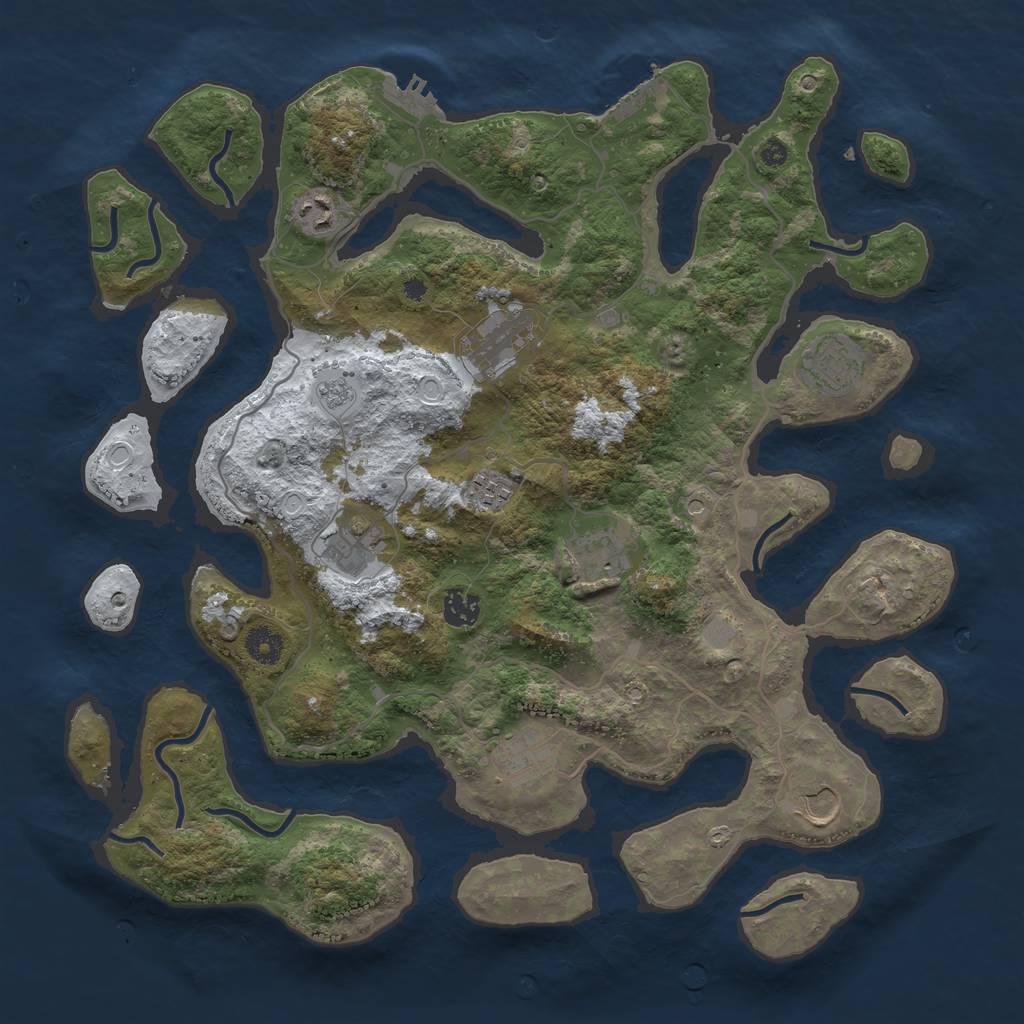Rust Map: Procedural Map, Size: 4000, Seed: 593068, 18 Monuments