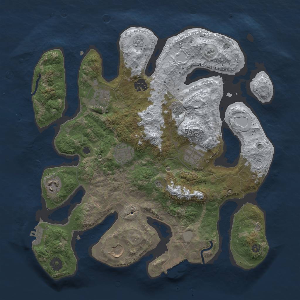 Rust Map: Procedural Map, Size: 3500, Seed: 6113976, 16 Monuments