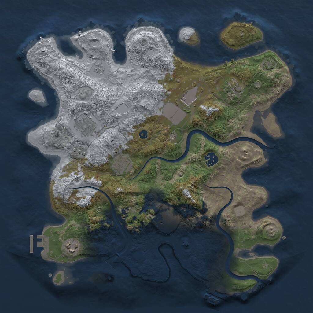 Rust Map: Procedural Map, Size: 3500, Seed: 4632440, 14 Monuments
