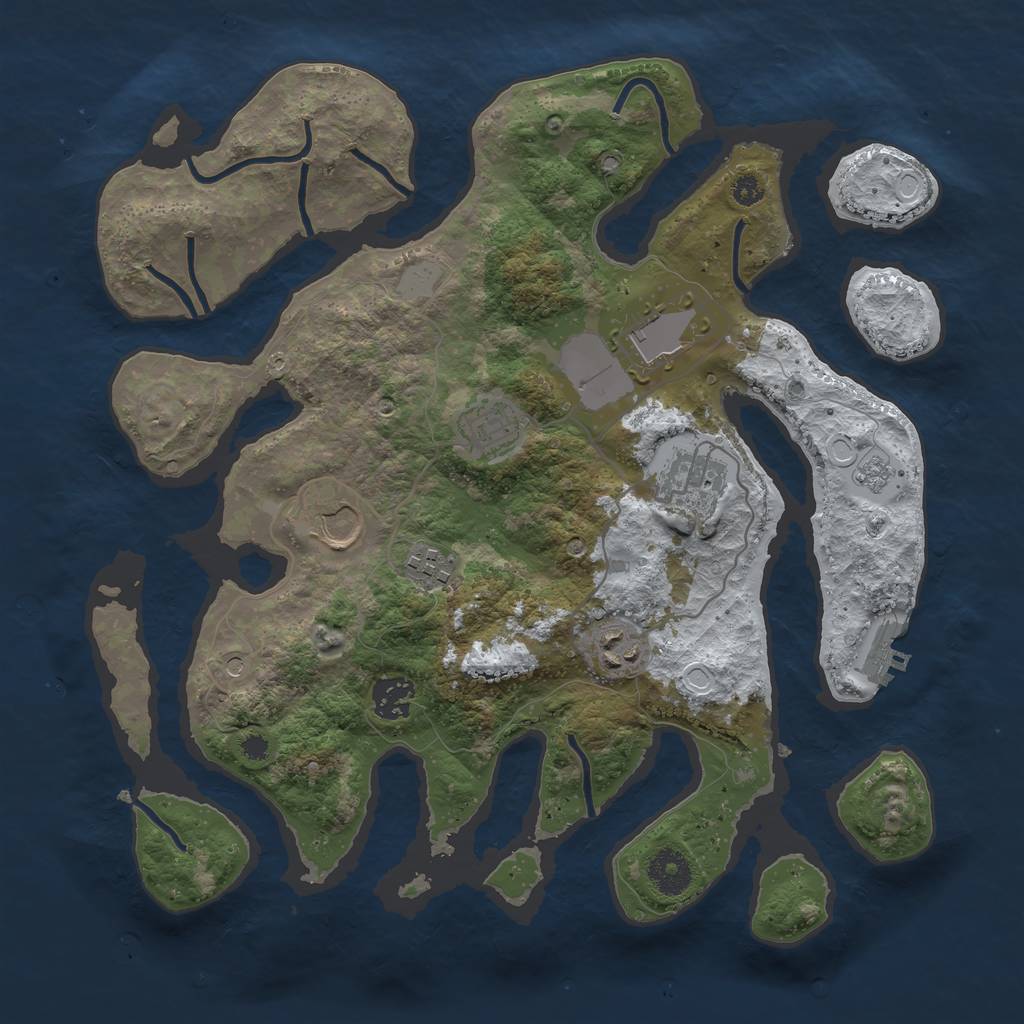 Rust Map: Procedural Map, Size: 3500, Seed: 2297556, 15 Monuments