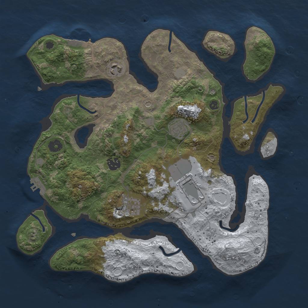 Rust Map: Procedural Map, Size: 3500, Seed: 4757321, 14 Monuments