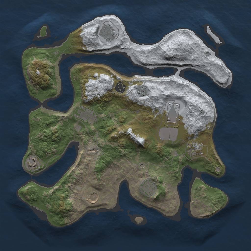 Rust Map: Barren, Size: 3500, Seed: 6343192, 12 Monuments