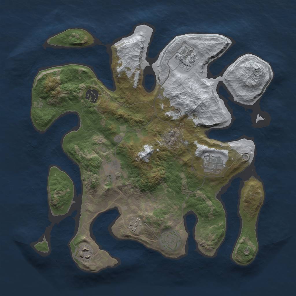 Rust Map: Barren, Size: 3300, Seed: 24, 10 Monuments