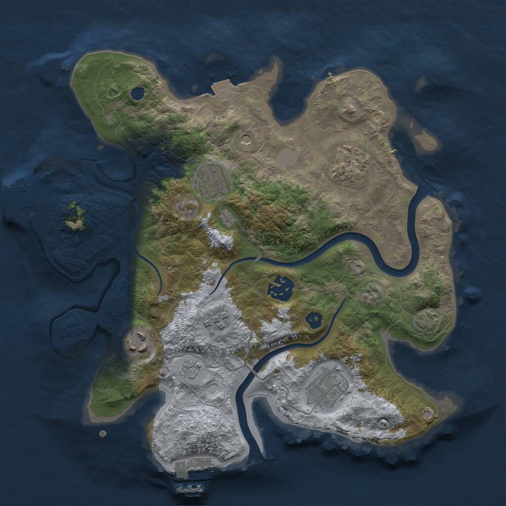Rust Map: Procedural Map, Size: 3000, Seed: 3800, 12 Monuments